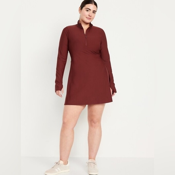 NWT! Old Navy Red Velvet PowerSoft Half-Zip Athletic Dress 💜 - Picture 4 of 11